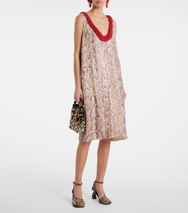 Dries Van Noten Sequined printed midi dress