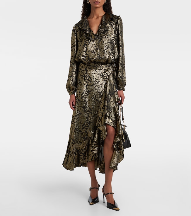 Etro Paisley ruffled silk-blend blouse