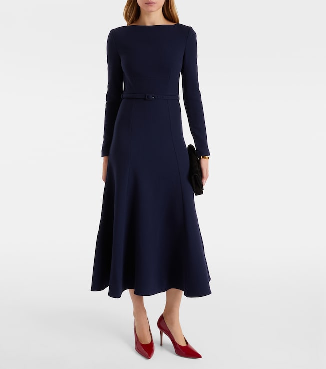 Roland Mouret Belted wool crêpe midi dress