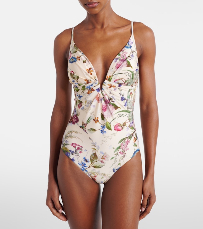 Zimmermann Patience floral gathered swimsuit