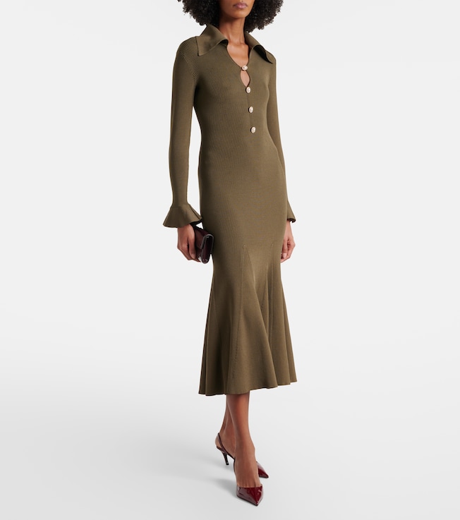 self-portrait Ribbed-knit midi dress