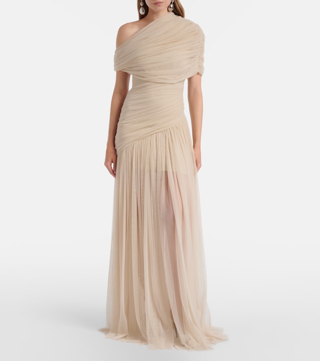 DE LA VALI Bridal Himalia gathered tulle gown