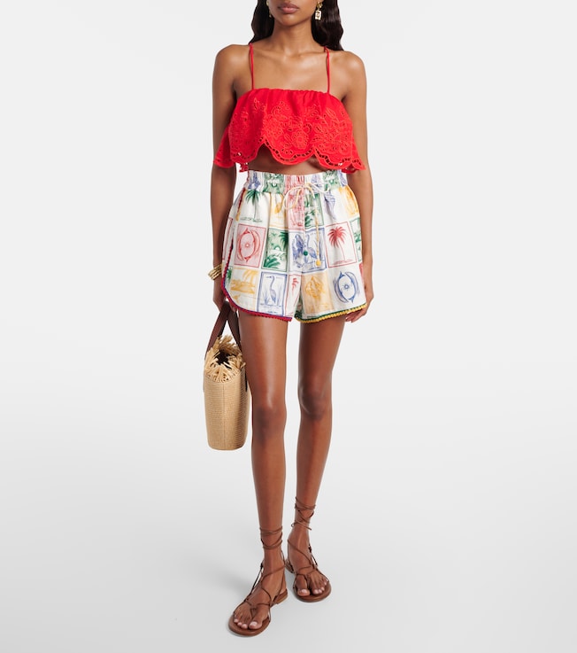 FARM Rio Brasil Vintage printed linen-blend shorts