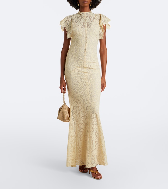 DE LA VALI Laia cutout cotton-blend lace maxi dress