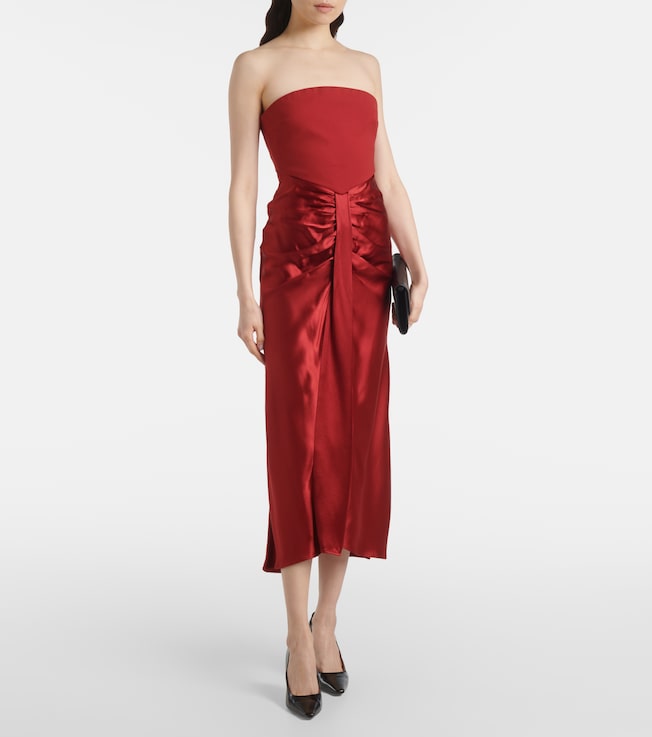 Staud Wayfaring ruched ponte and satin gown