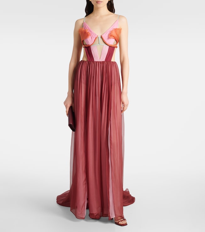 Nensi Dojaka Dahlia silk open-back bustier gown