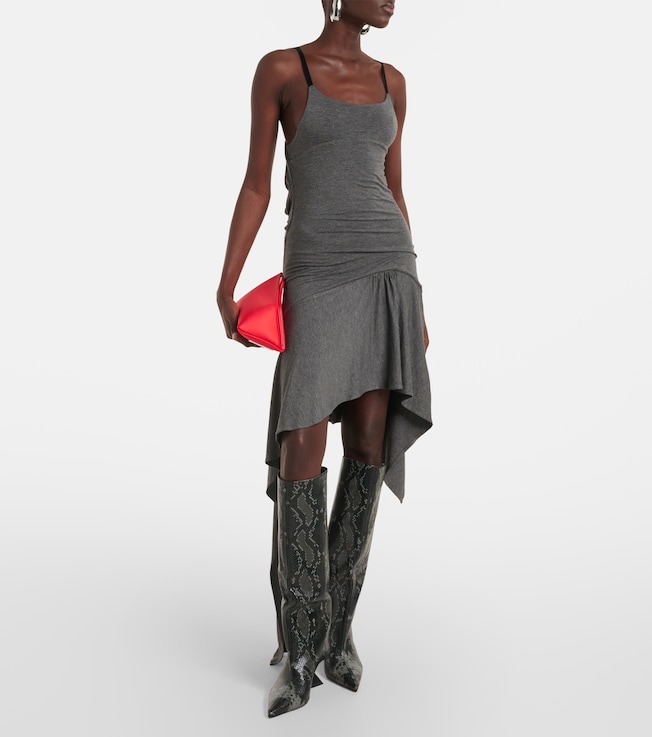 THE ATTICO Asymmetric jersey minidress