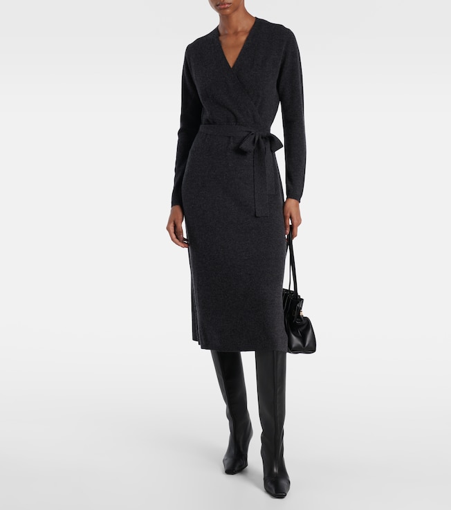 Wool and cashmere wrap dress