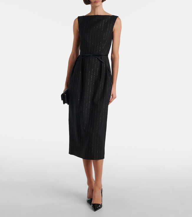 Erdem Pinstripe wool lamé midi dress