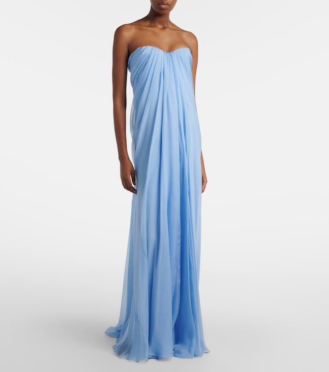 McQueen Silk bustier gown