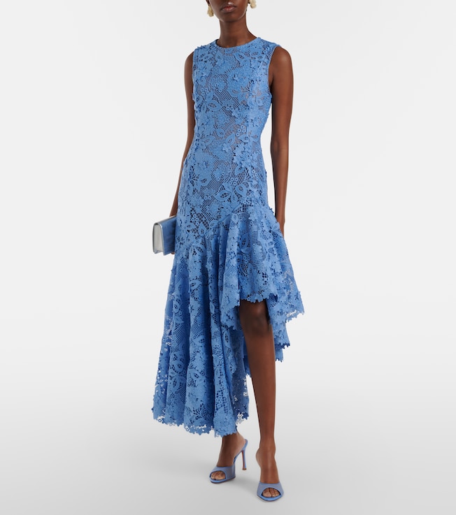Oscar de la Renta Asymmetric floral embroidered cocktail dress