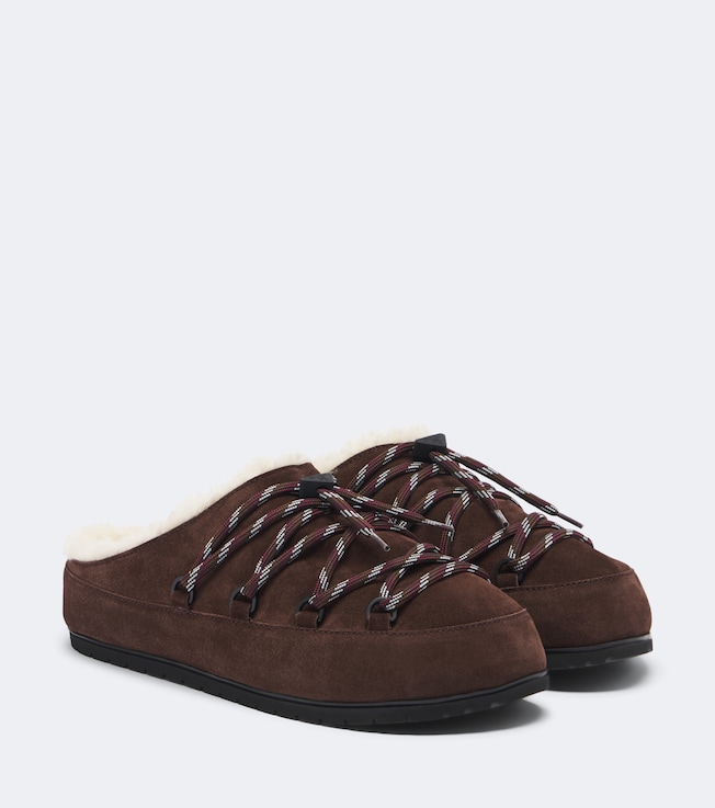 Prada Shearling-lined suede mules