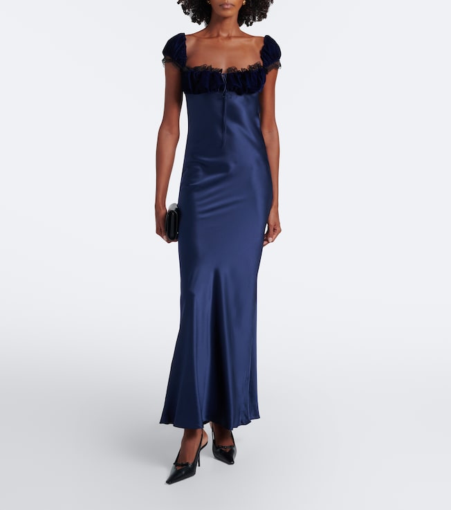 Rodarte Lace-trimmed silk satin maxi dress