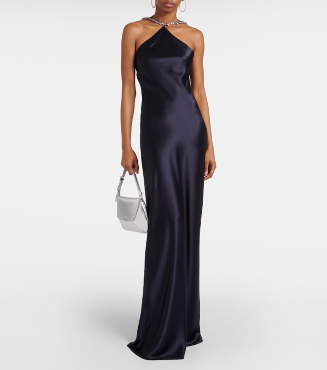 Staud Cadence halterneck satin slip dress