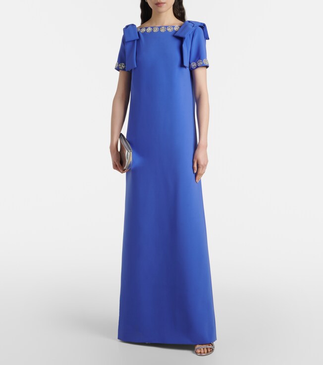 Carolina Herrera Embroidered bow-detail crêpe gown