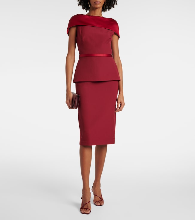 Safiyaa Rella draped peplum heavy crêpe midi dress