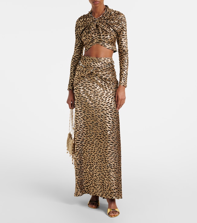 Rabanne Tiger-print metallic top