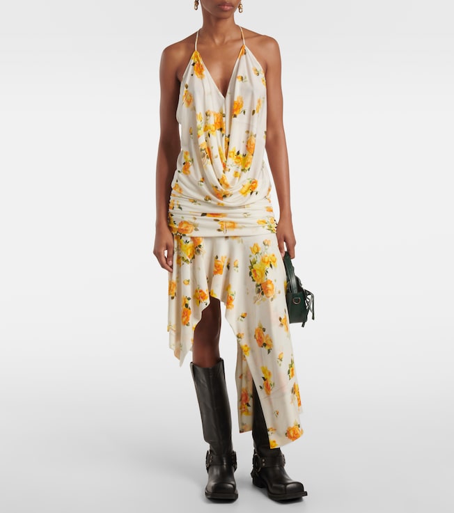 Acne Studios Dikata floral asymmetric midi dress