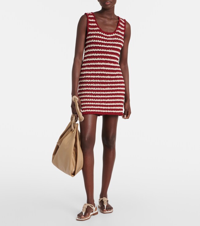 Prada Crochet striped cotton minidress