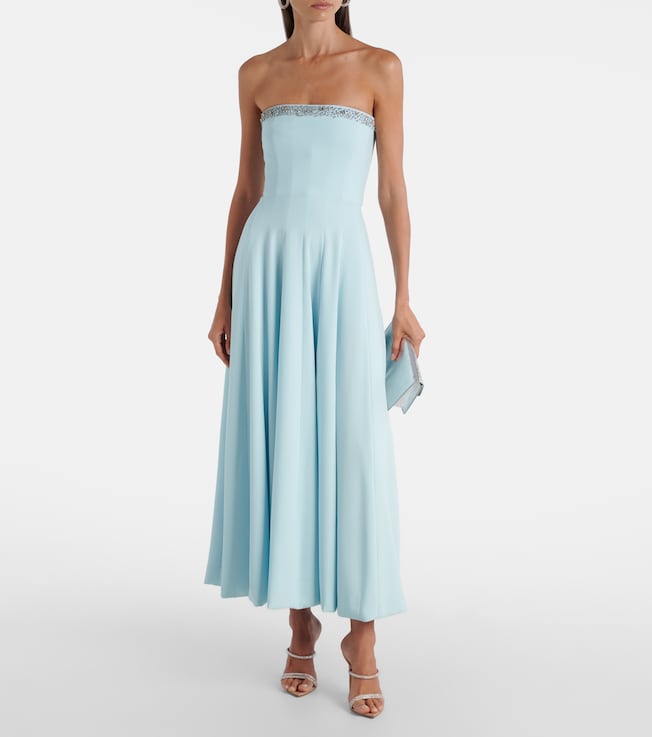 Costarellos Aldina crystal-embellished crêpe midi dress