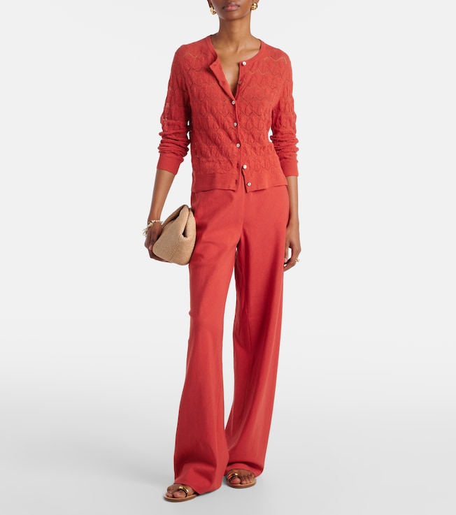 Vince Cotton and linen-blend wide-leg pants