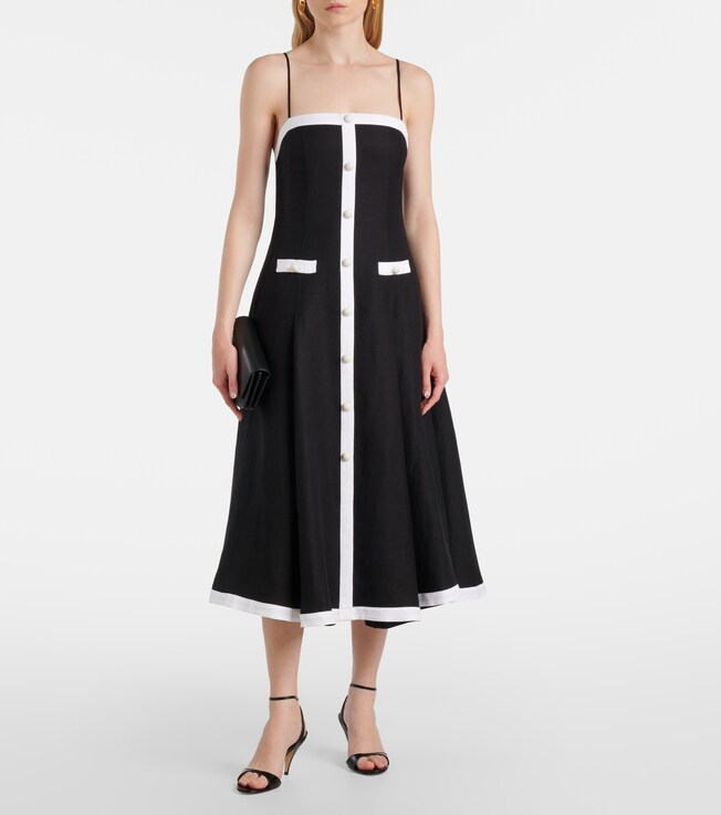 SIMKHAI Cordelia linen-blend midi dress