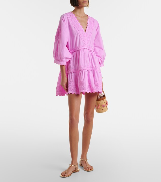 Juliet Dunn Embroidered cotton minidress