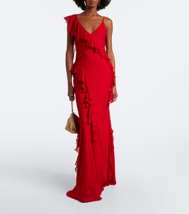 DE LA VALI Mayara ruffled georgette gown