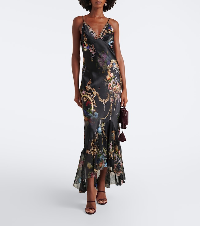 Camilla Floral silk satin slip dress