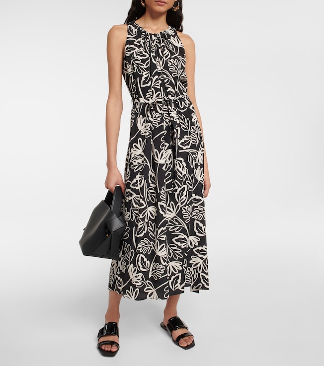 Velvet Printed crêpe midi dress