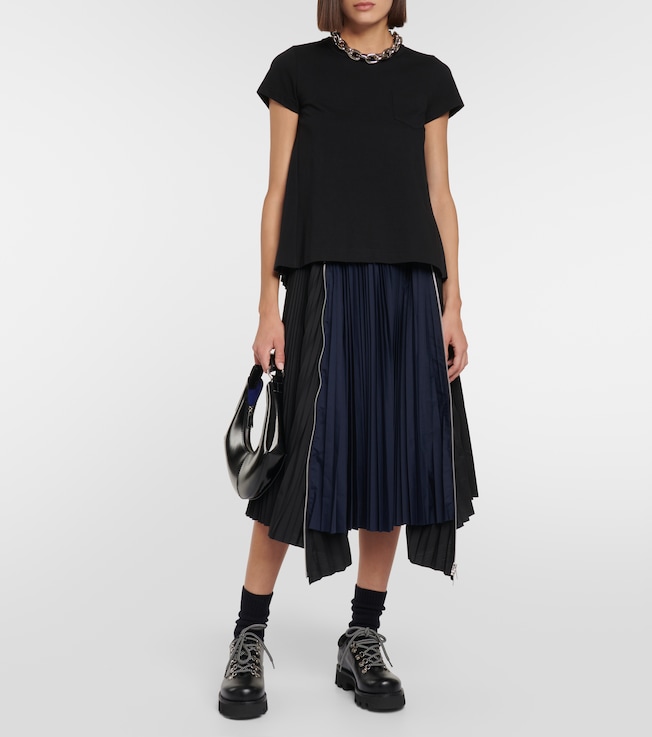 Sacai Pleated cotton jersey T-shirt