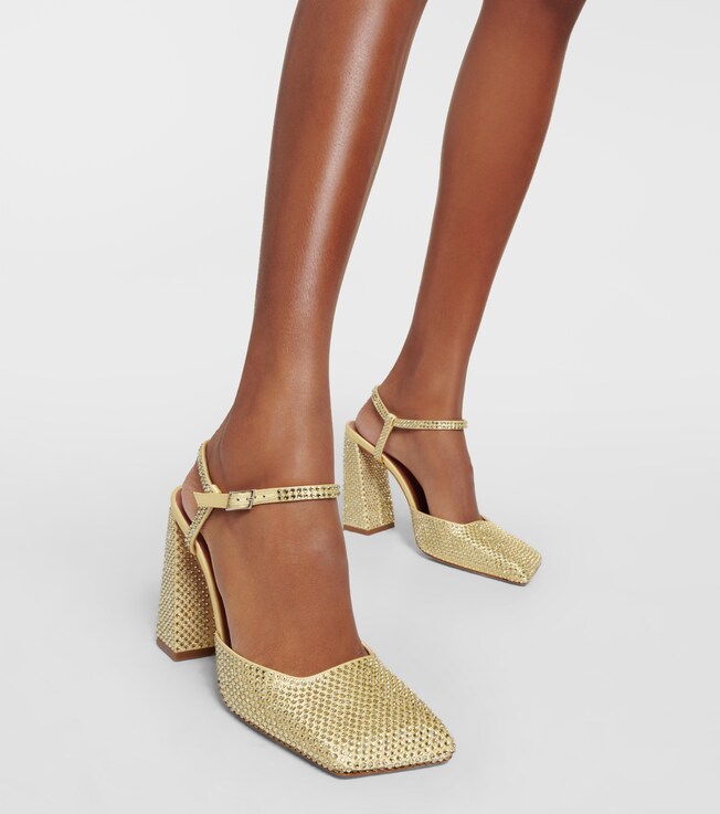 Charlotte 95 crystal-embellished satin pumps | Amina Muaddi