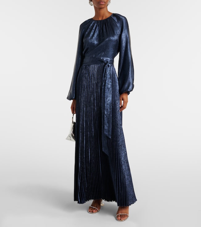 SIMKHAI Varenya pleated satin maxi dress