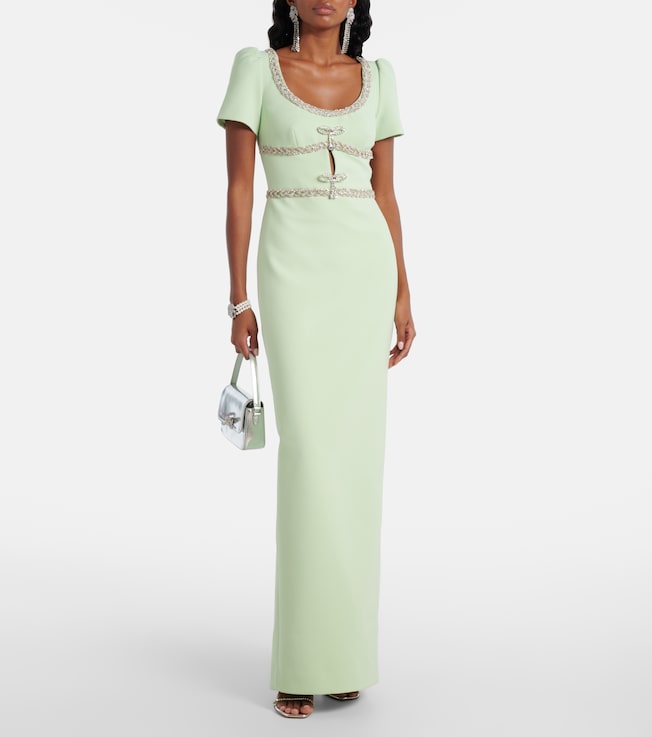 self-portrait Embellished crêpe gown