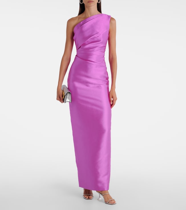Solace London Kira draped satin gown