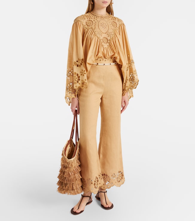 Zimmermann Awaken linen cropped flared pants