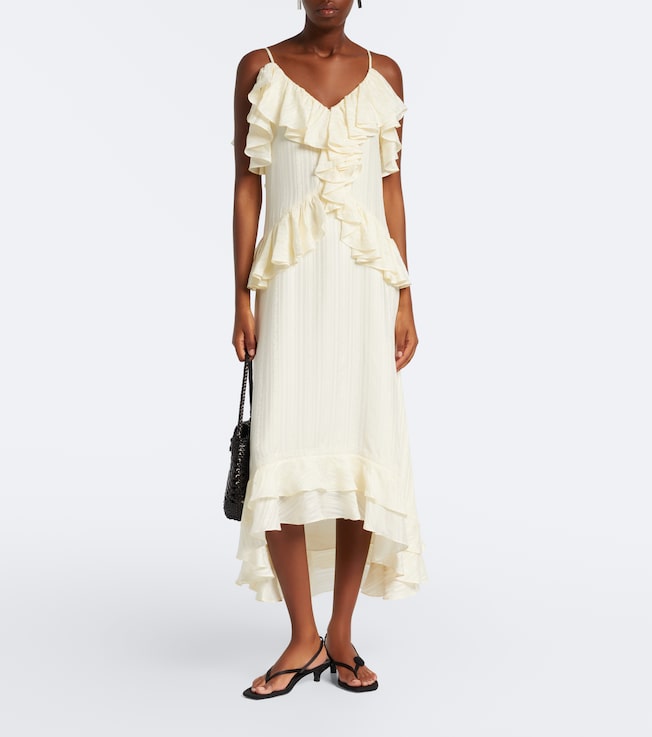Xu Zhi Ruffled lace-trimmed silk-blend midi dress