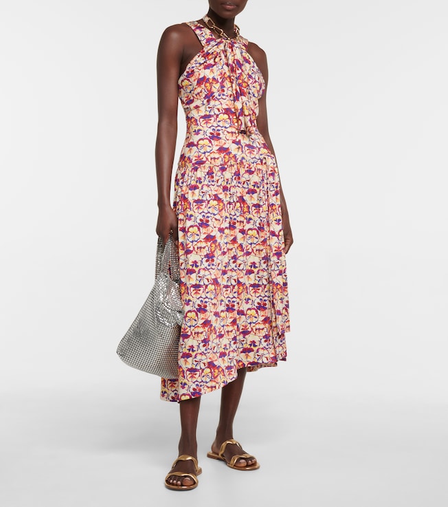 Rabanne Chainlink floral jersey midi dress