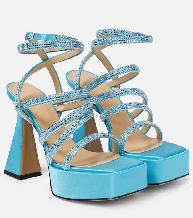 MACH & MACH Sydney embellished satin platform sandals