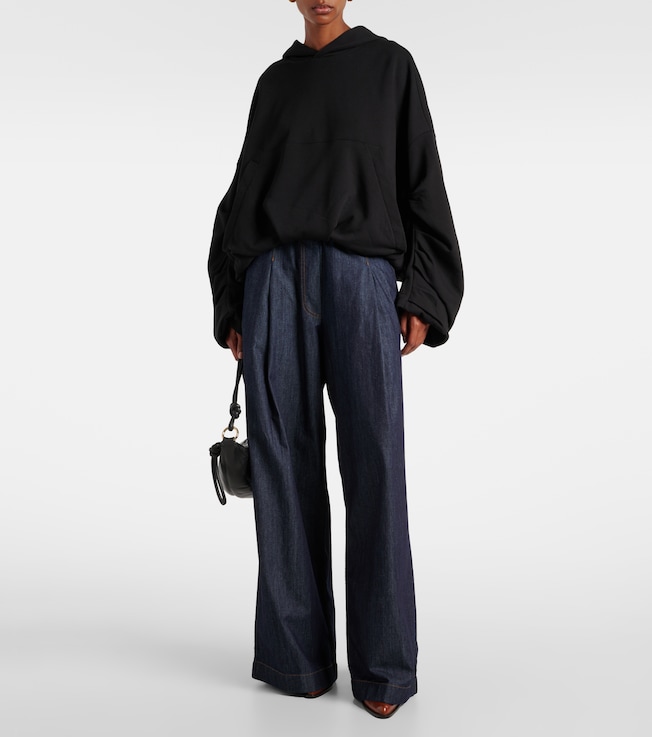 Dries Van Noten Oversized draped cotton jersey hoodie