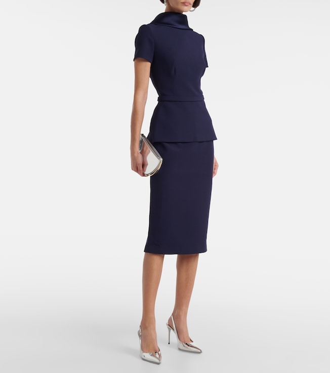 Safiyaa Satin-trimmed crêpe midi dress