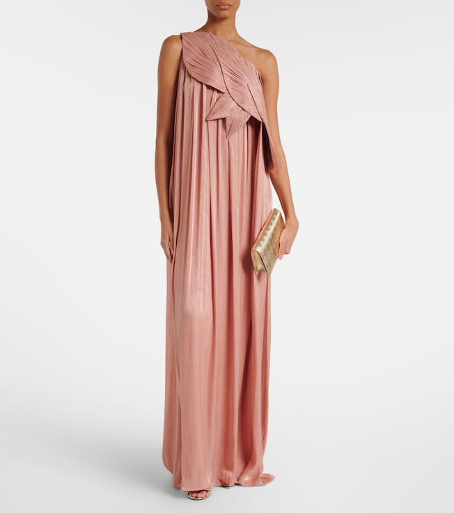 Costarellos Amabel one-shoulder pleated gown