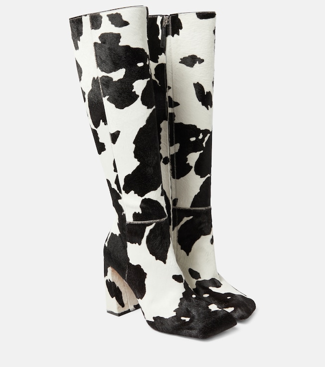 AMINA MUADDI Marine calf hair knee-high boots