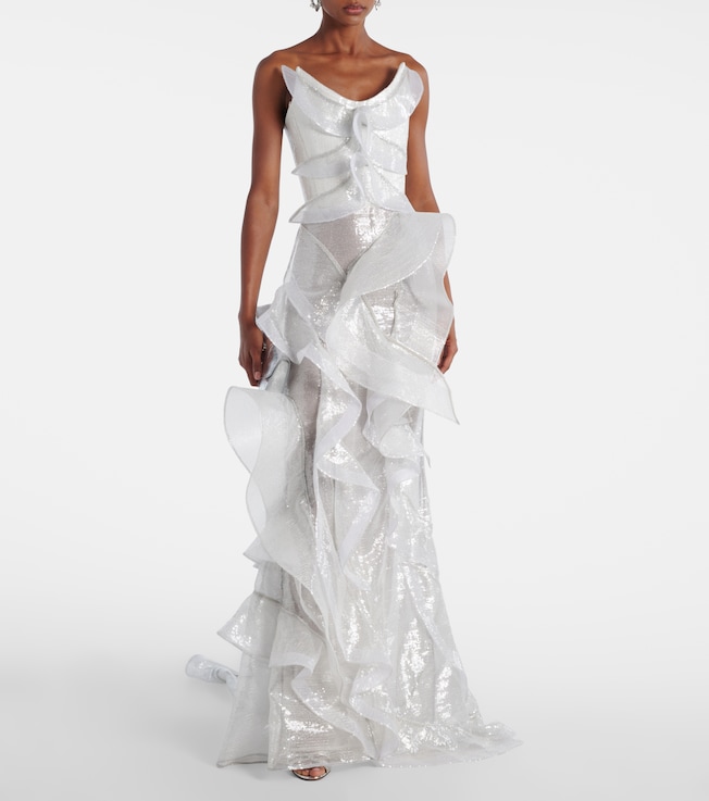 Maticevski Refraction sequined ruffled gown