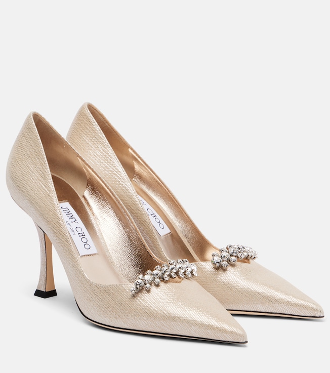 JIMMY CHOO Belinda 90 metallic leather pumps