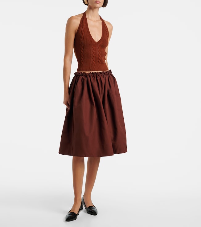 SHUSHU/TONG Cable-knit halterneck wool top