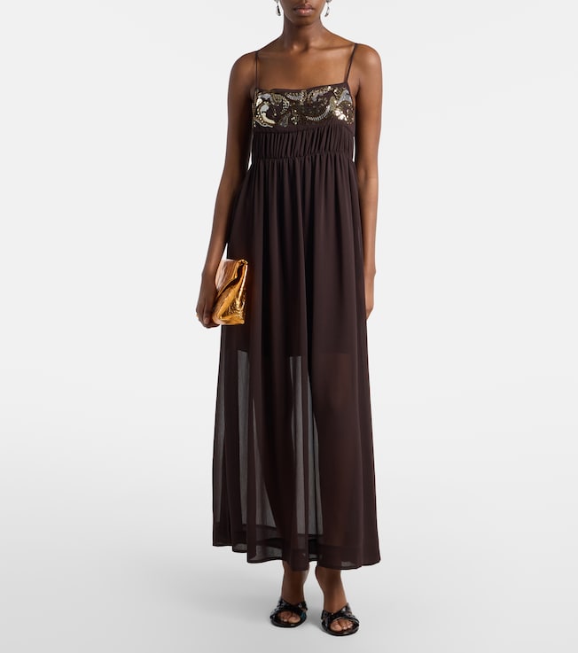 Xu Zhi Sequined chiffon maxi dress