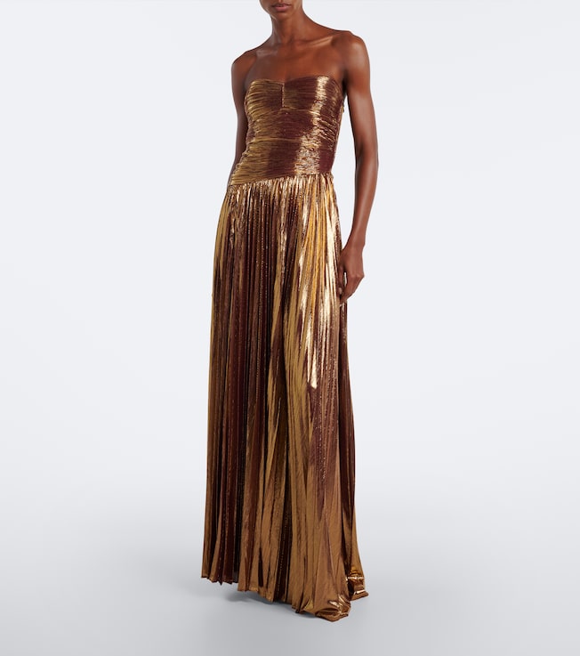 Retrofête Sabba plissé lamé gown