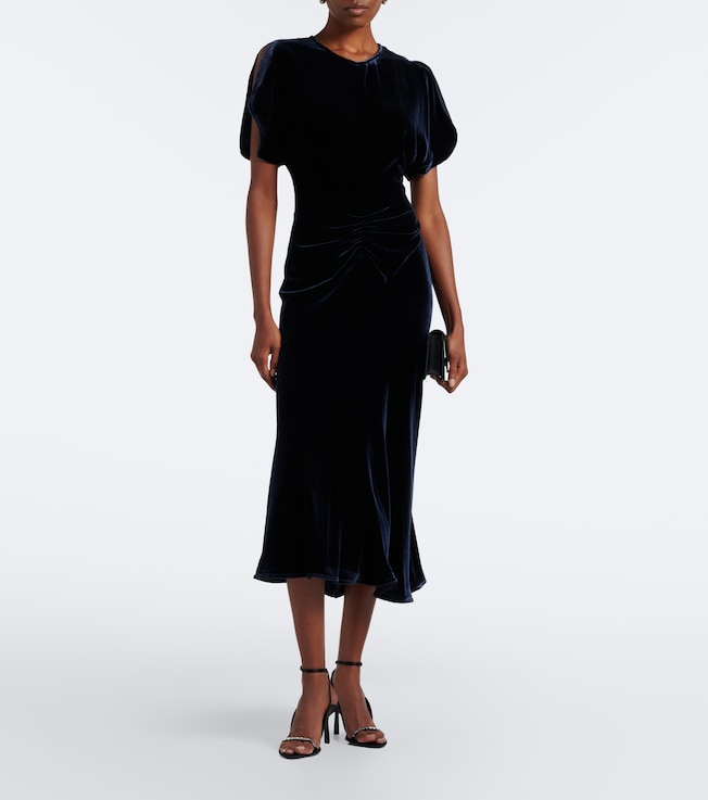 Victoria Beckham Bela gathered velvet midi dress