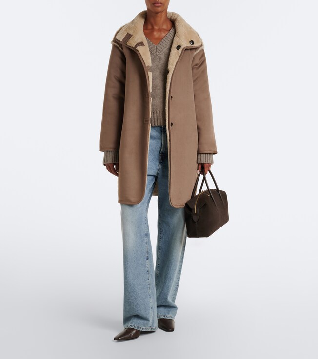 Velvet Yves teddy-trimmed coat